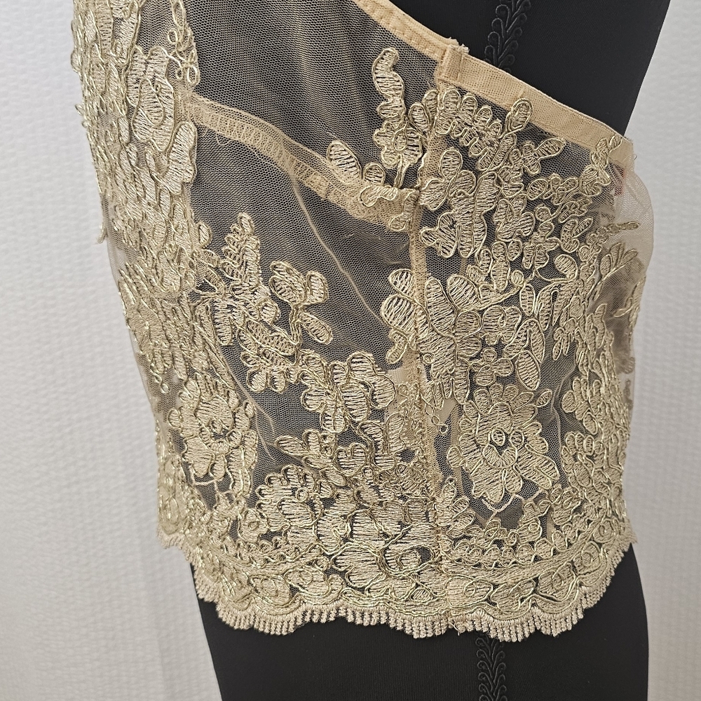 Banjul Womens Lace Mesh Grunge Gypsy Party Halter Crop Top - Picture 5 of 10